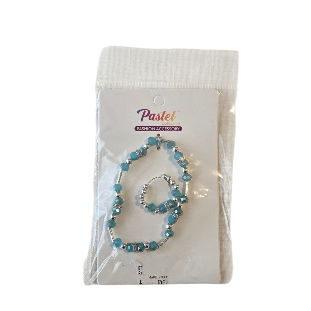 5 for $10 Pastel Blue Beaded Bracelet and Ring Set